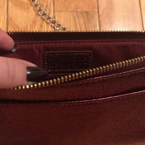 Barneys New York cherry metallic leather bag